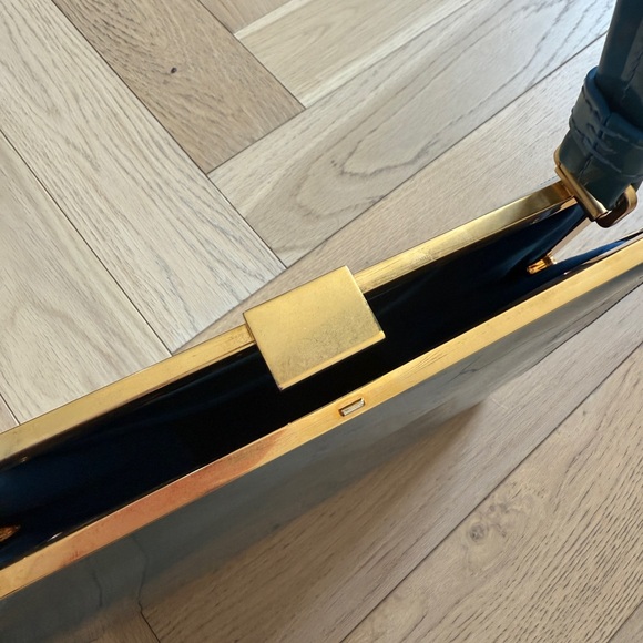 Mansur Gavriel Blue Handbag with Gold Accents - Picture 6 of 8